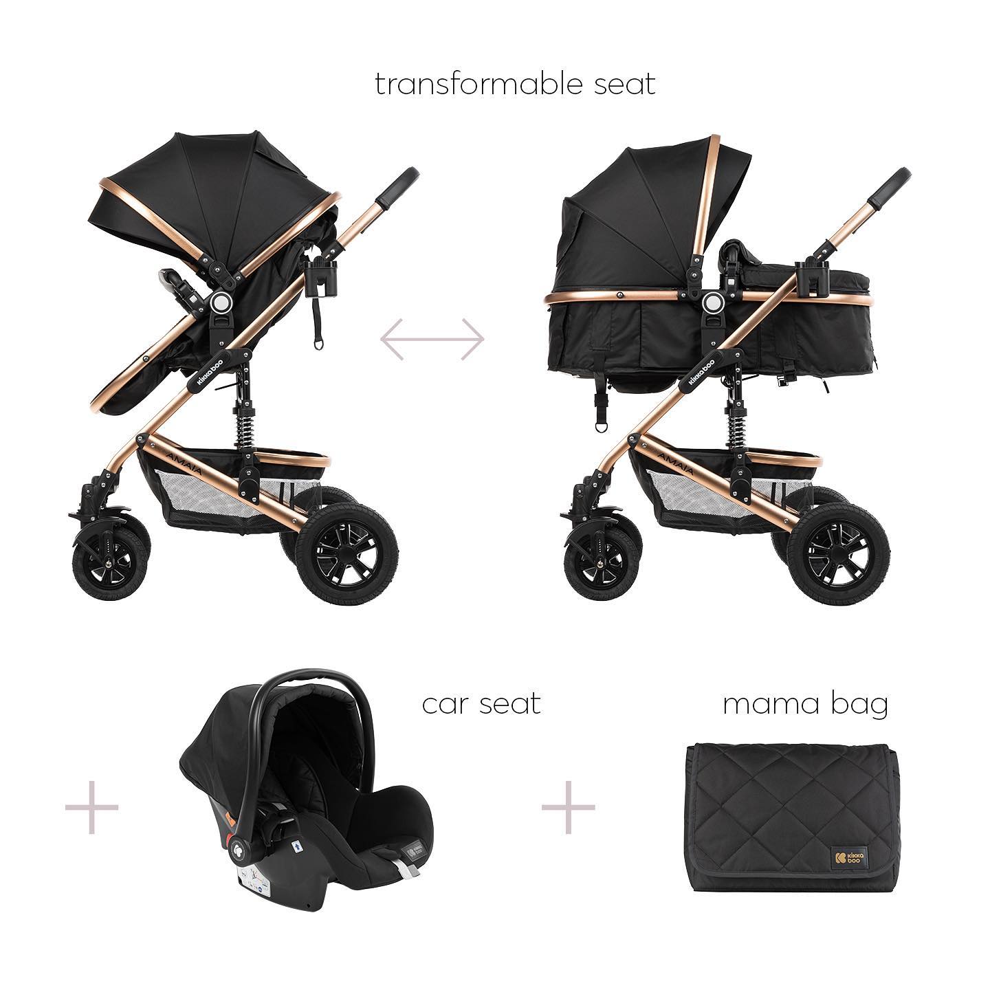 Kolica AMAIA black set 2in1 sa autosedištem1
