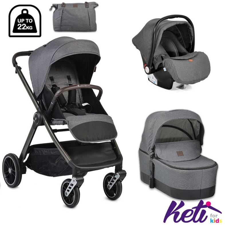 CAN5314 Kolica Macan 3u1 grey (1) 1 CANGAROO Set 3 u 1 kolica MACAN (SIVA) | KETI