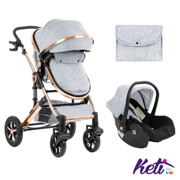 KIKKA BOO Set 2 u 1 kolica DARLING (SVETLO SIVA)