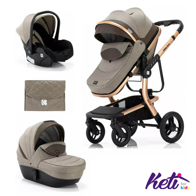 Kolica IRENE beige set 3in1 sa autosedištem i tvrdom korpom 1 .33 KIKKA BOO Set 3 u 1 kolica IRENE (BEŽ) | KETI