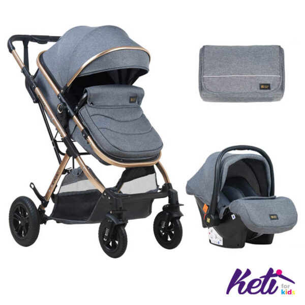 KIKKA BOO Set 2 u 1 kolica KAIA (TAMNO SIVA)