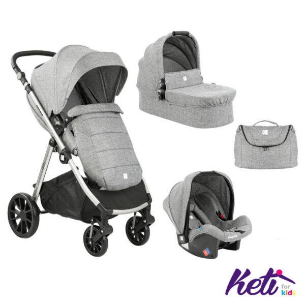 KIKKA BOO Set 3 u 1 kolica UGO (TAMNO SIVA)