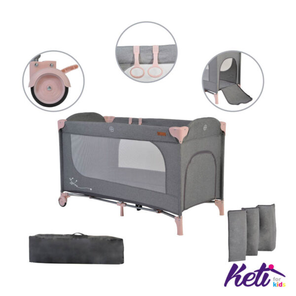 CANGAROO Prenosivi krevetac SKY GLOW (ROZA)